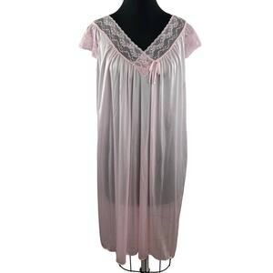 NEW Cinema Etoile Light Pink Short Sleeve Lace V-Neck Lingerie Loungewear Sz L